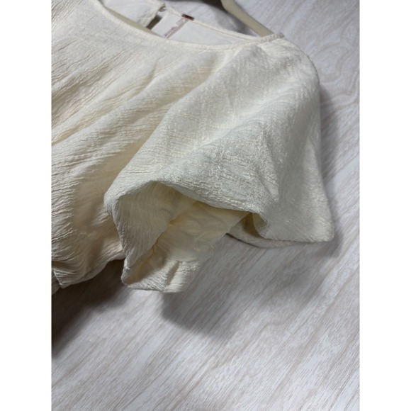 Free People Tovah Crop Top M Cream Scoop Neck Short Sleeve Boho Festival - Picture 8 of 13